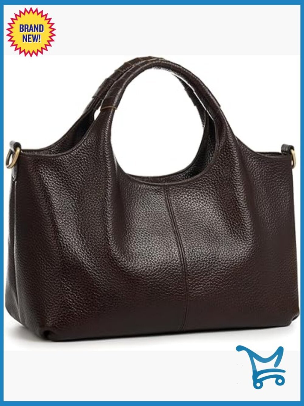 Genuine Leather Satchel with Detachable Strap, Top Handle Handbag